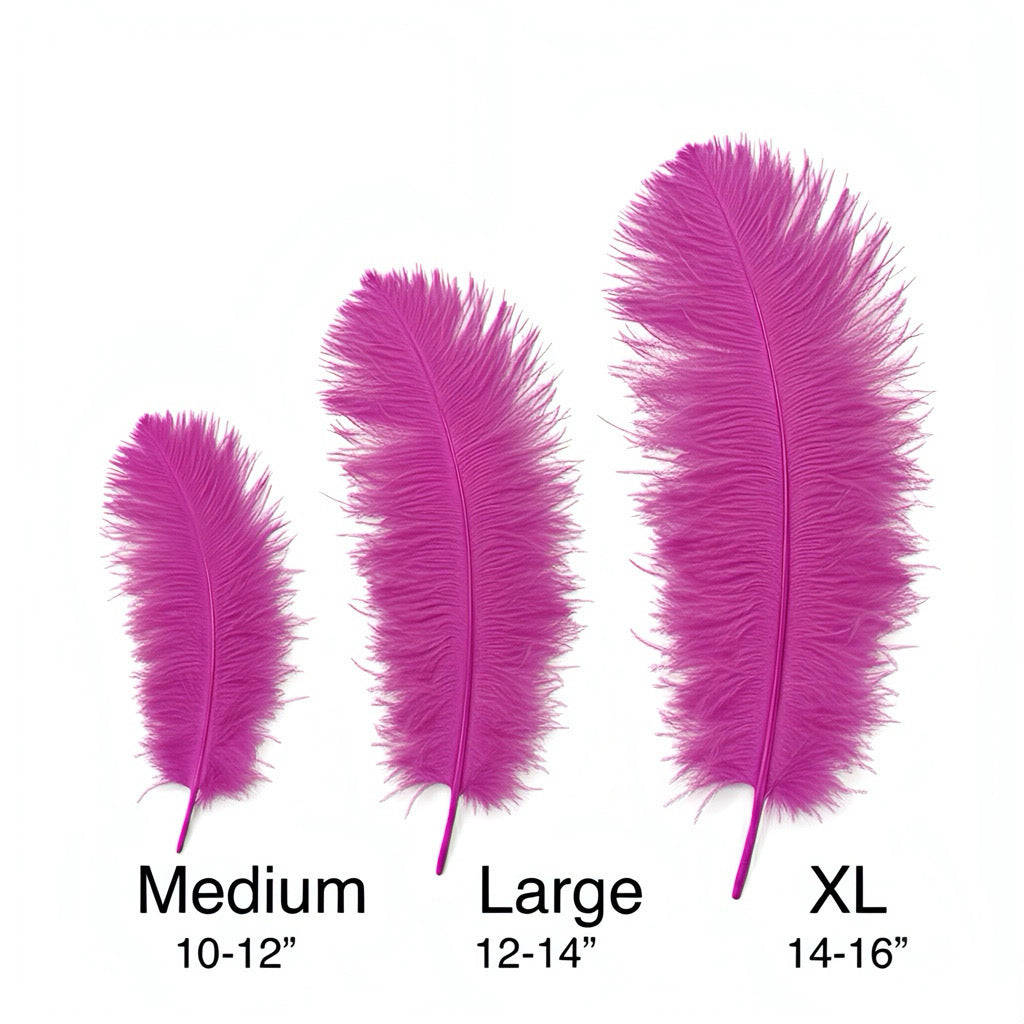 BULK 1/2lb Ostrich Feather Tail Plumes 15-20" (Fuchsia) - www.BuyOstrichFeathers.com