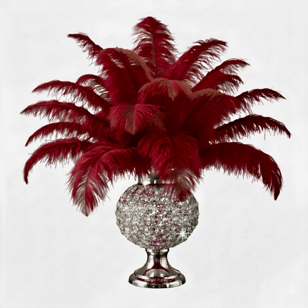 BULK 1/2lb Ostrich Feather Tail Plumes 15-20" (Burgundy) - www.BuyOstrichFeathers.com