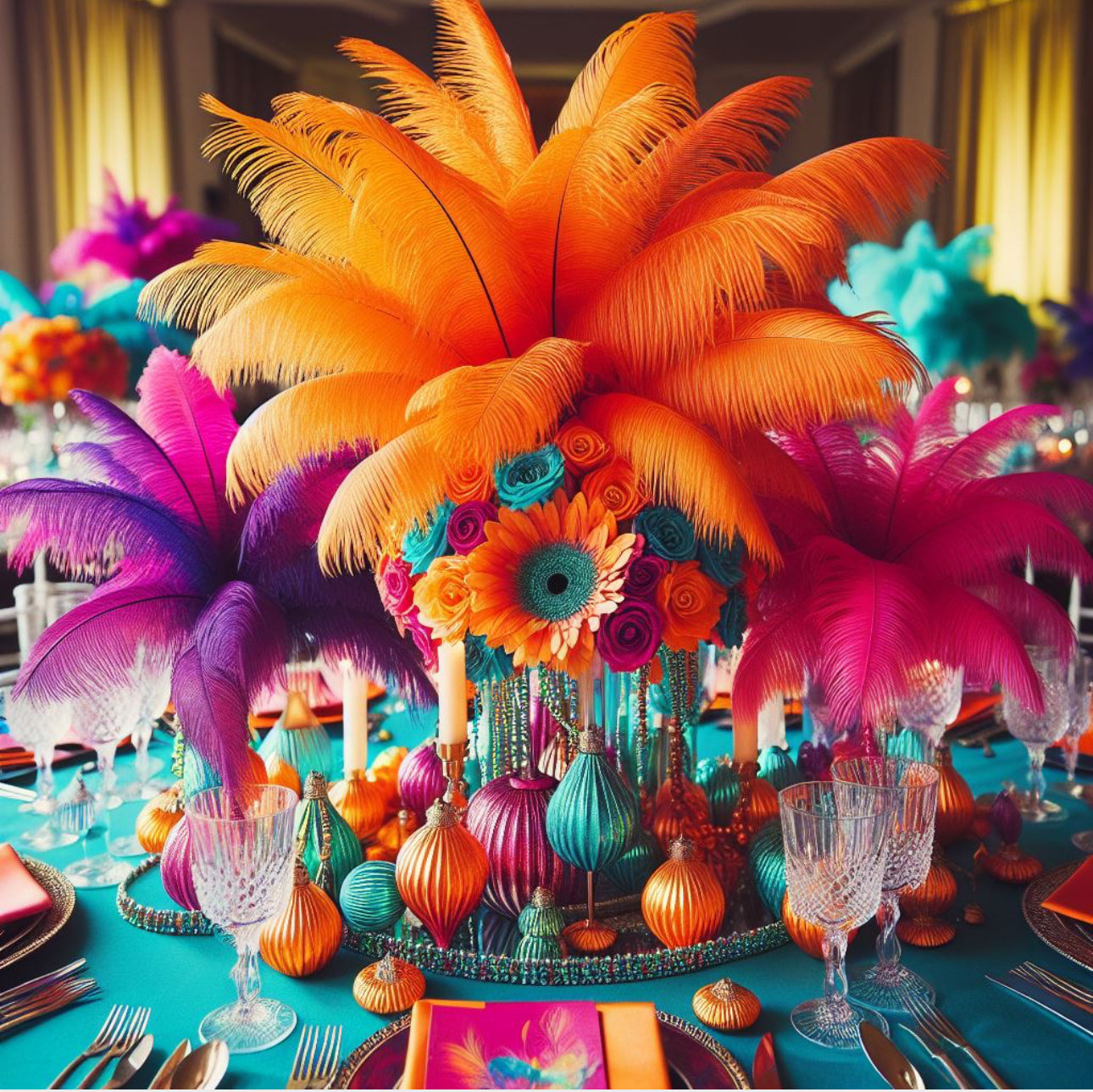 Orange Ostrich feathers 100 pcs. 13-17 inch bulk ostrich feathers