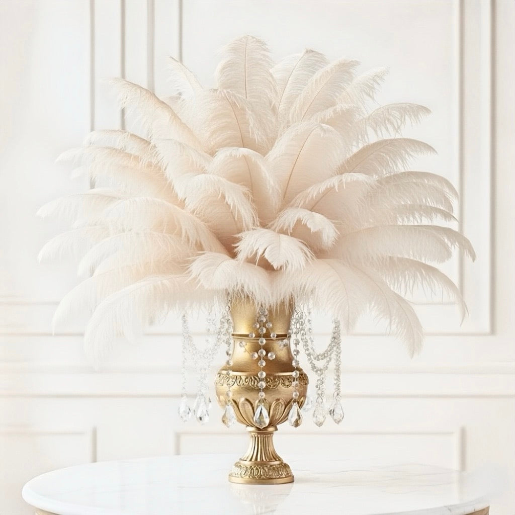 Natural White Ostrich Feathers 100 pcs. 13-17 inch Bulk Ostrich Feathers - www.BuyOstrichFeathers.com