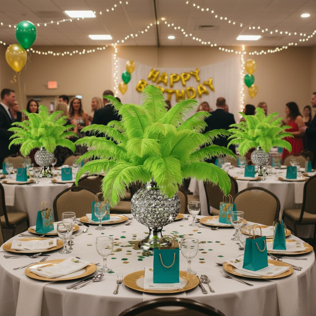 Ostrich Feather Rental 16-20" (Lime Green) - 250pcs - www.BuyOstrichFeathers.com
