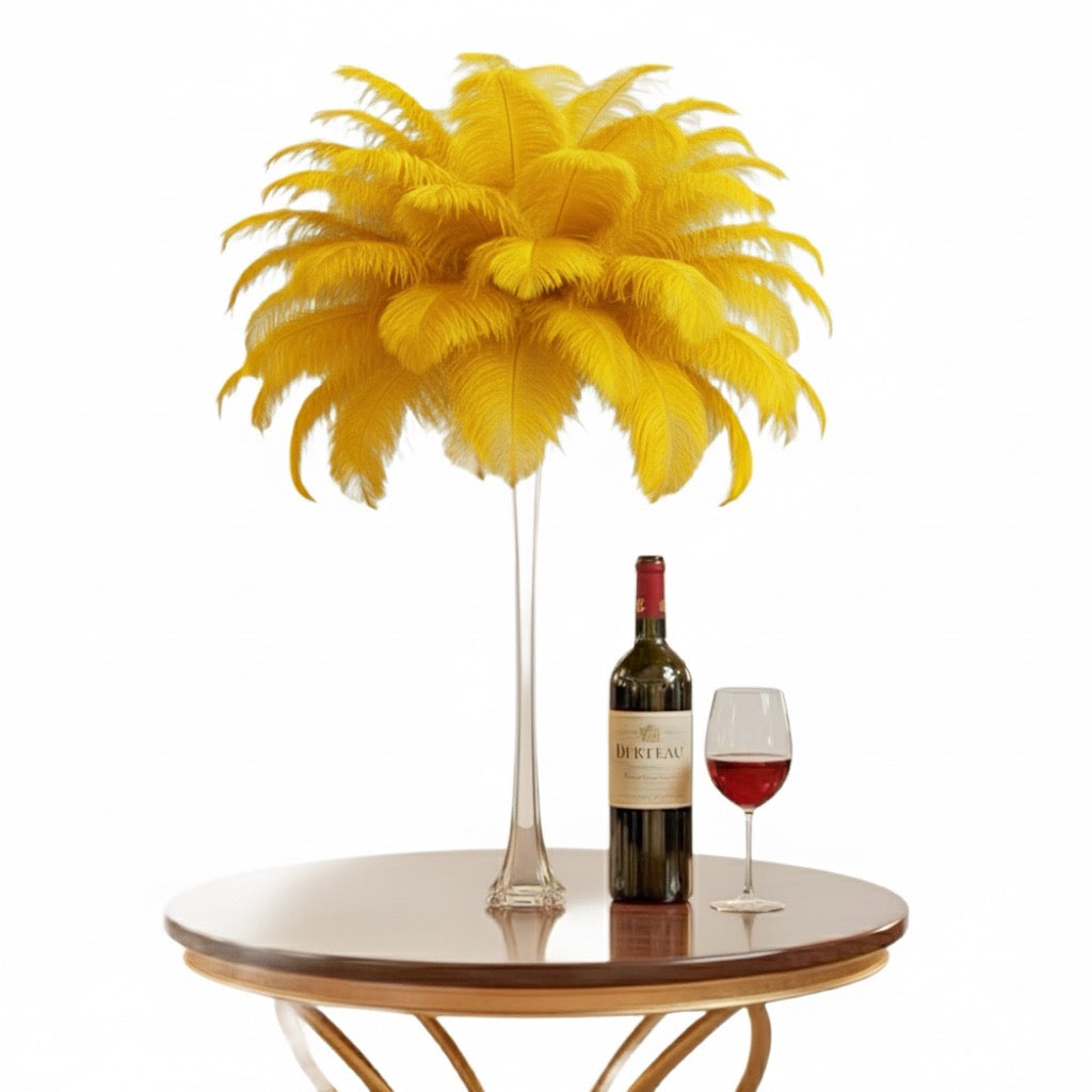 Ostrich Feather Tail Plumes 11-14" (Golden Yellow) - www.BuyOstrichFeathers.com