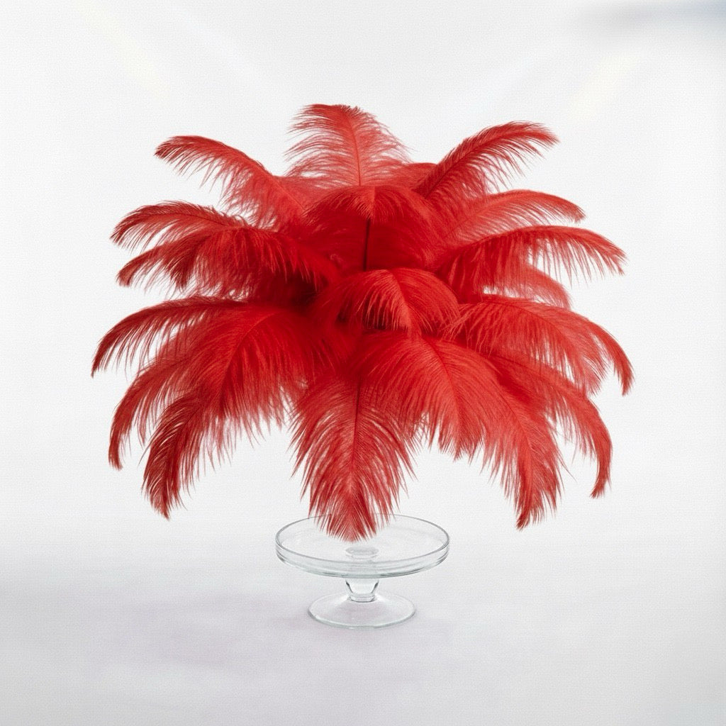 Ostrich Feather Tail Plumes 9-12" (Red)
