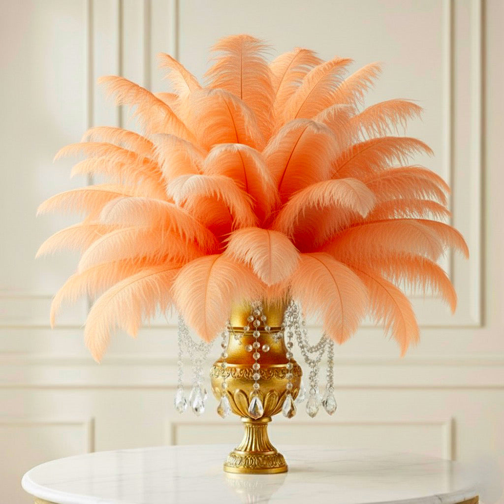 Ostrich Feather Tail Plumes 13-16" (Apricot) - www.BuyOstrichFeathers.com