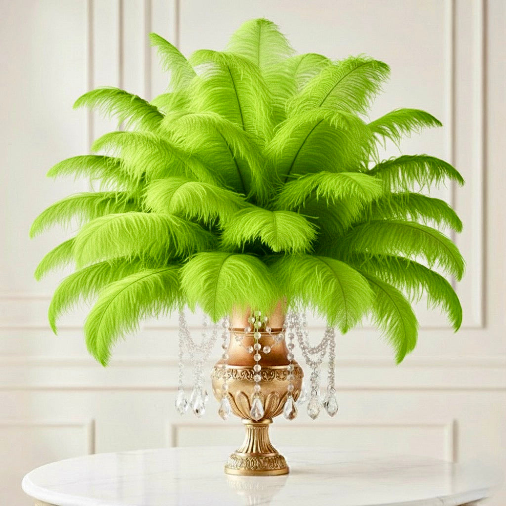 Ostrich Feather Tail Plumes 13-16" (Lime Green) - www.BuyOstrichFeathers.com