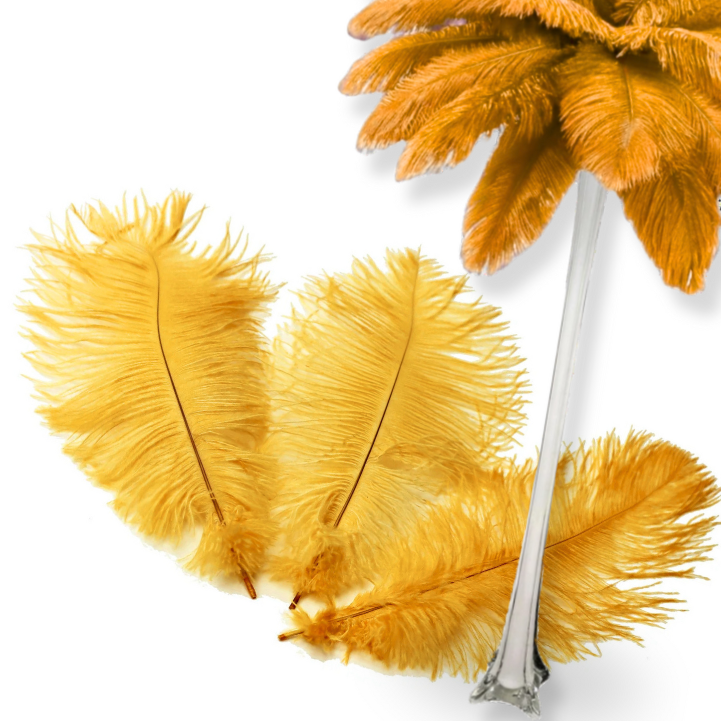 Complete Feather Centerpiece With 16" Vase (Copper) - www.BuyOstrichFeathers.com