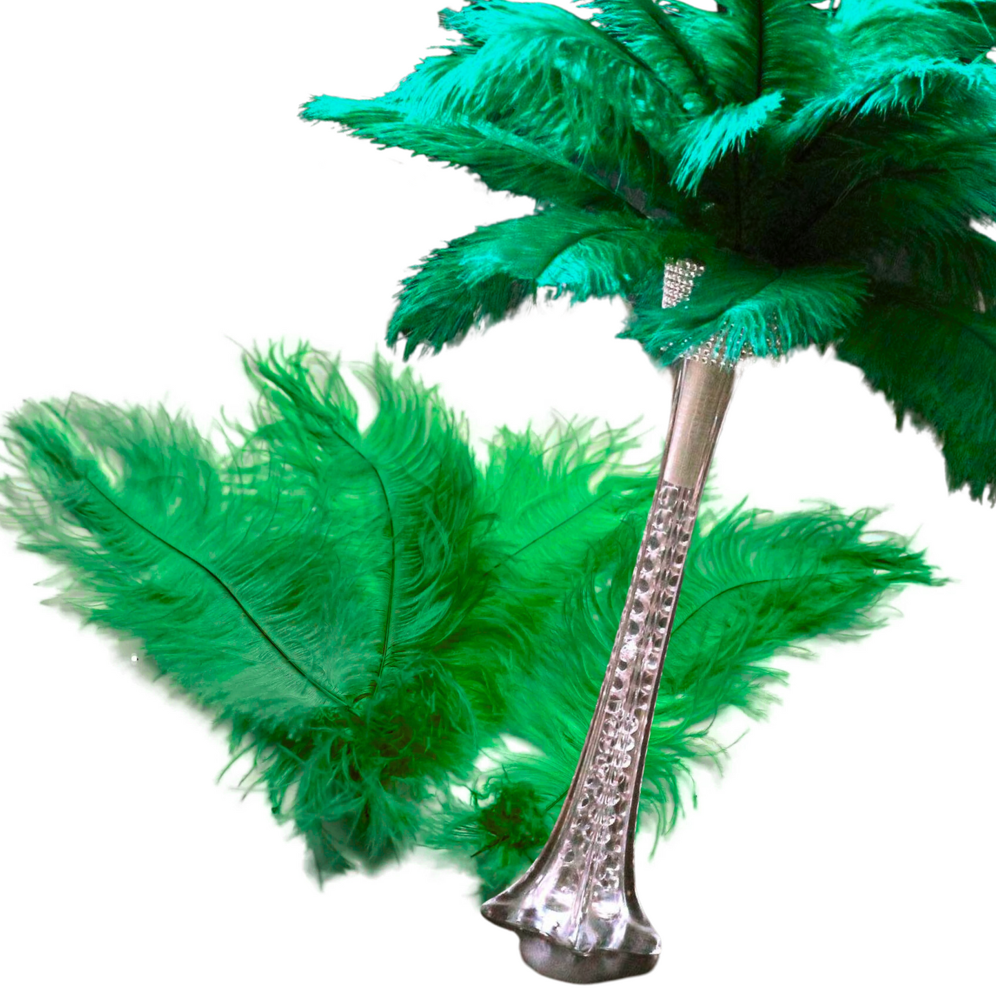 Complete Feather Centerpiece With 24" Vase (Emerald Green) - www.BuyOstrichFeathers.com