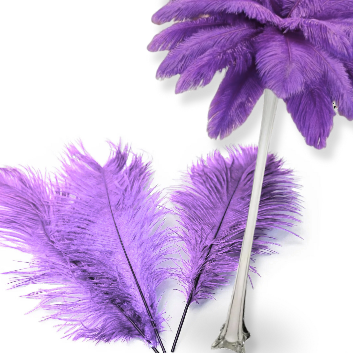 Complete Feather Centerpiece With 16" Vase (Lavender) - www.BuyOstrichFeathers.com