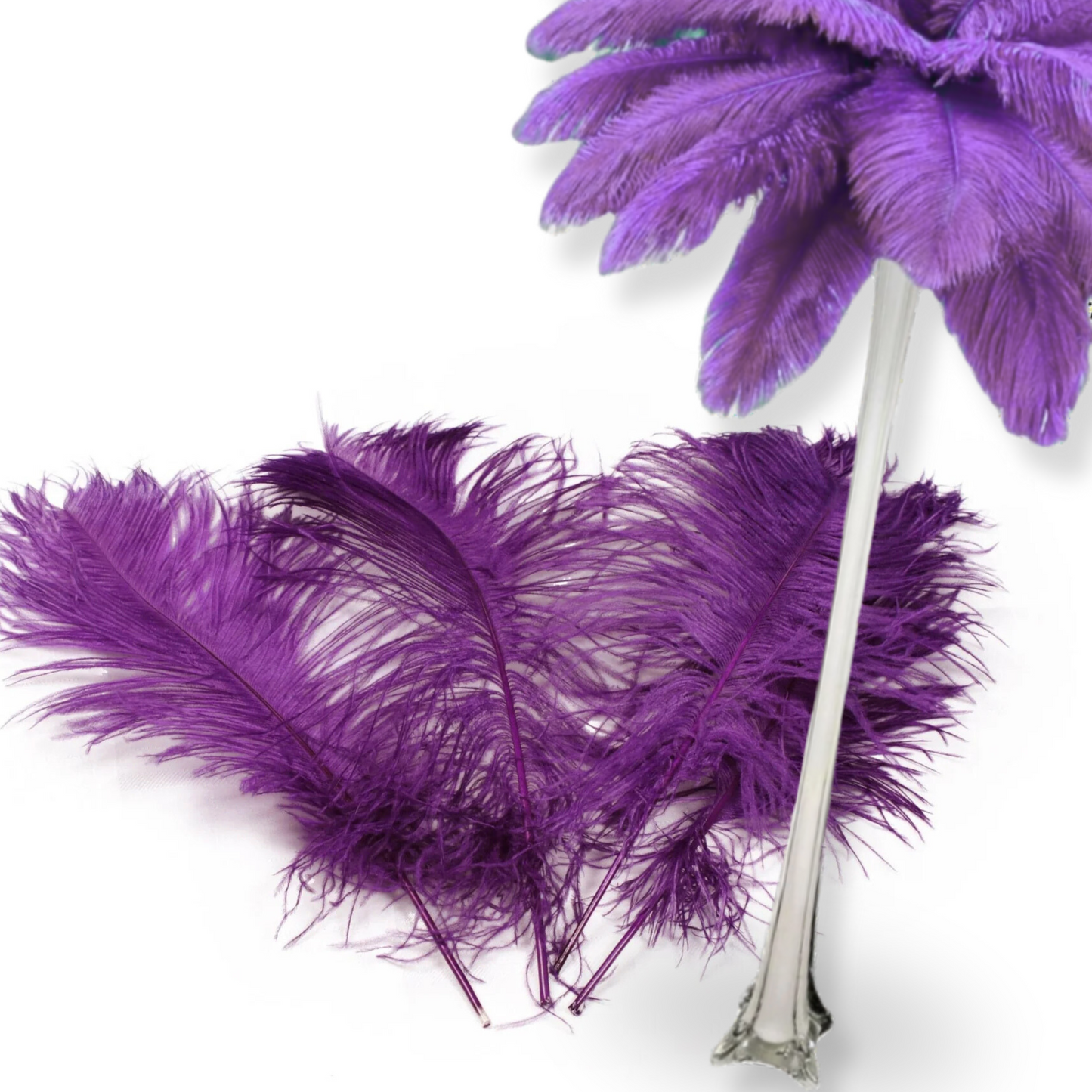 Complete Feather Centerpiece With 16" Vase (Plum) - www.BuyOstrichFeathers.com