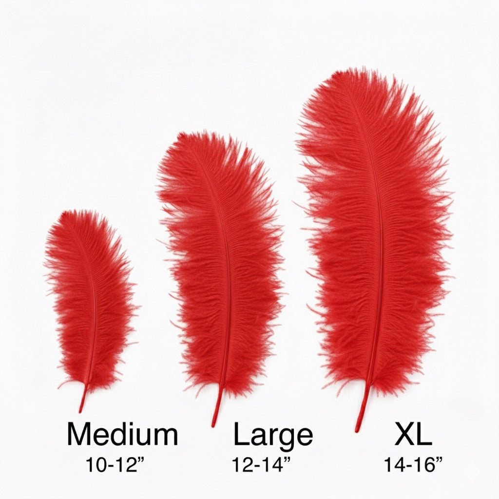 Ostrich Flexible Feathers 11-14" (Red) - www.BuyOstrichFeathers.com