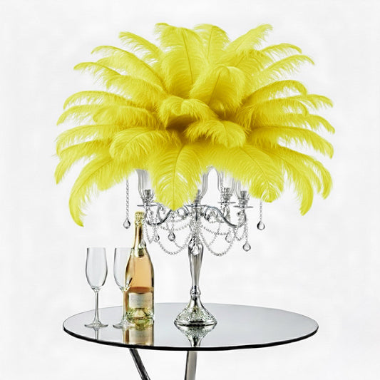 Ostrich Feather Tail Plumes 15-18" (Yellow) - www.BuyOstrichFeathers.com