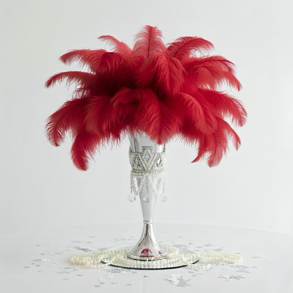 Ostrich Flexible Feathers 9-12" (Red) - www.BuyOstrichFeathers.com
