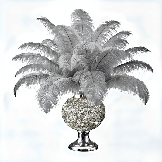 BULK 1/2lb Ostrich Feather Tail Plumes 15-20" (Silver/Grey) - www.BuyOstrichFeathers.com