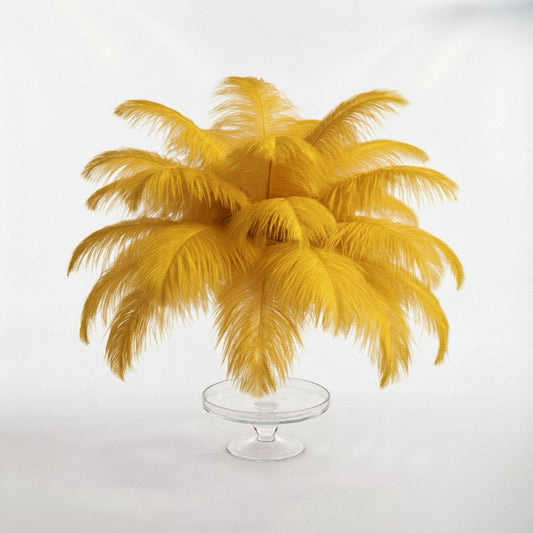 Ostrich Feather Tail Plumes 9-12" (Golden Yellow)