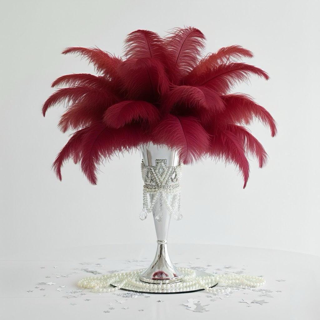 Ostrich Flexible Feathers 9-12" (Burgundy) - www.BuyOstrichFeathers.com