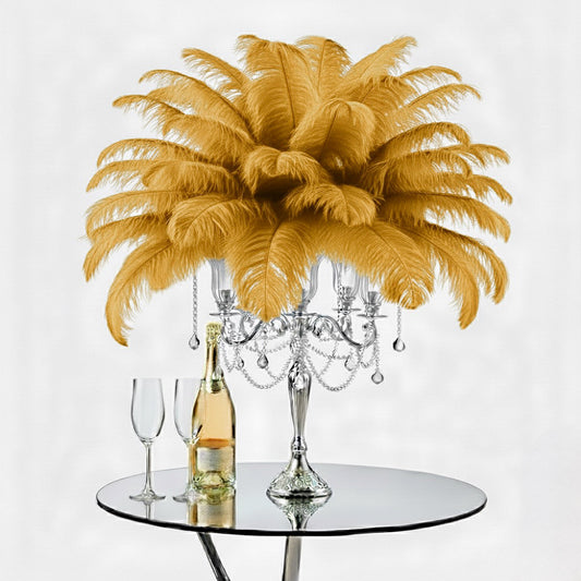 Ostrich Feather Tail Plumes 15-18" (Gold) - www.BuyOstrichFeathers.com