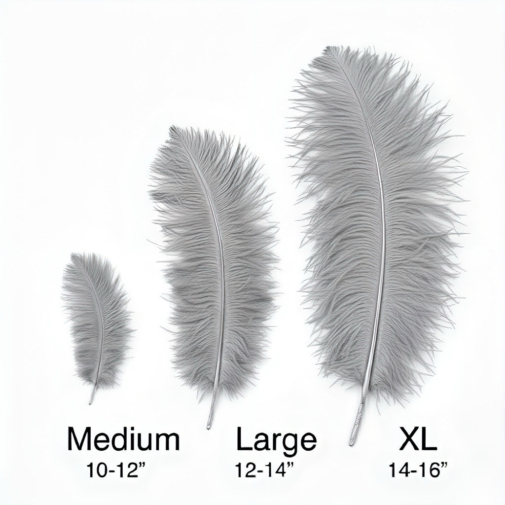 Ostrich Flexible Feathers 11-14" (Silver/Grey) - www.BuyOstrichFeathers.com