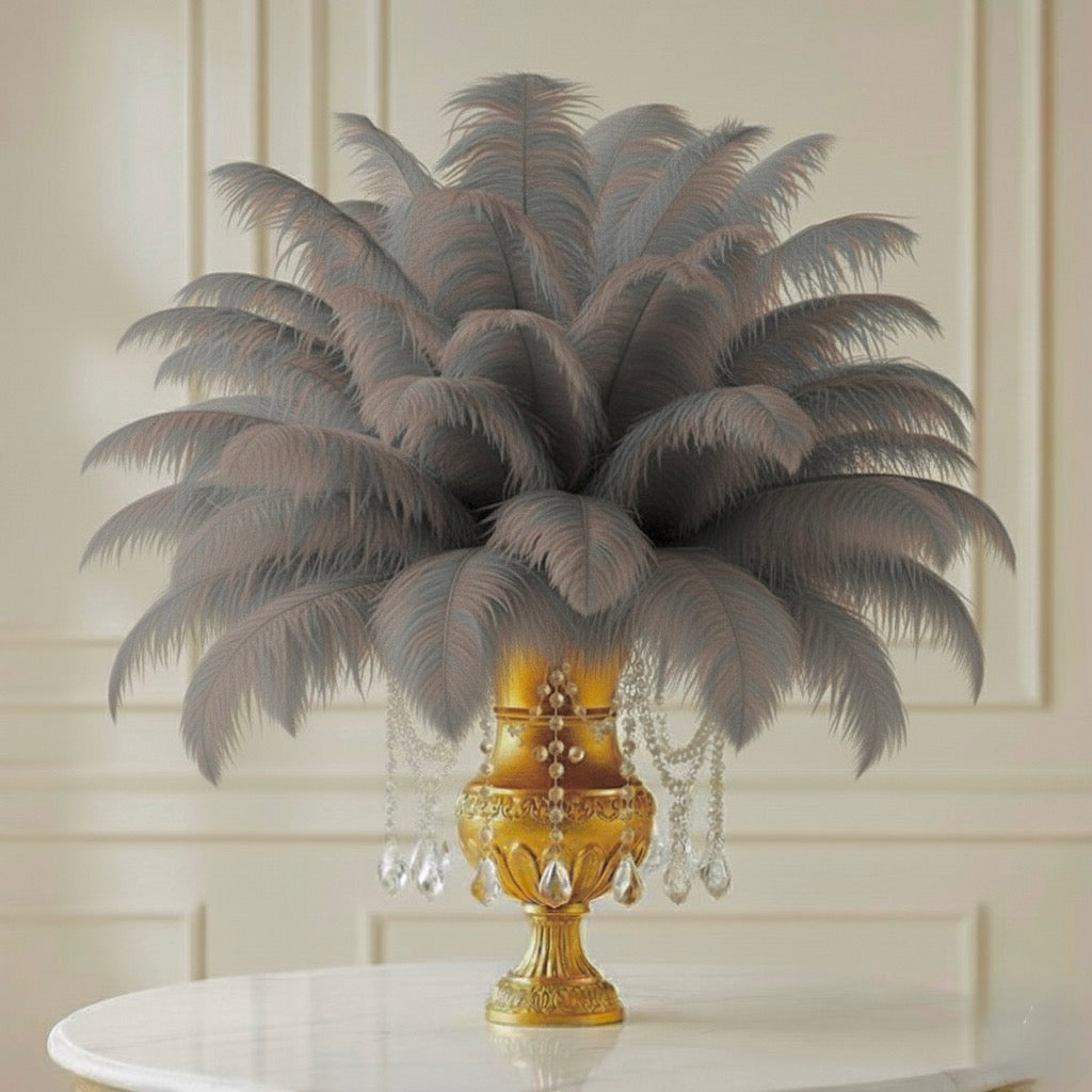 Ostrich Feather Rental 16-20" (Silver/Grey) - 250pcs - www.BuyOstrichFeathers.com