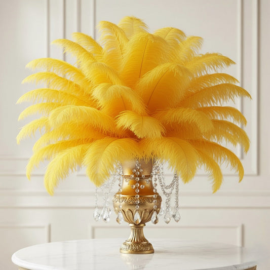 Ostrich Feather Rental 16-20" (Golden Yellow) - 250pcs - www.BuyOstrichFeathers.com