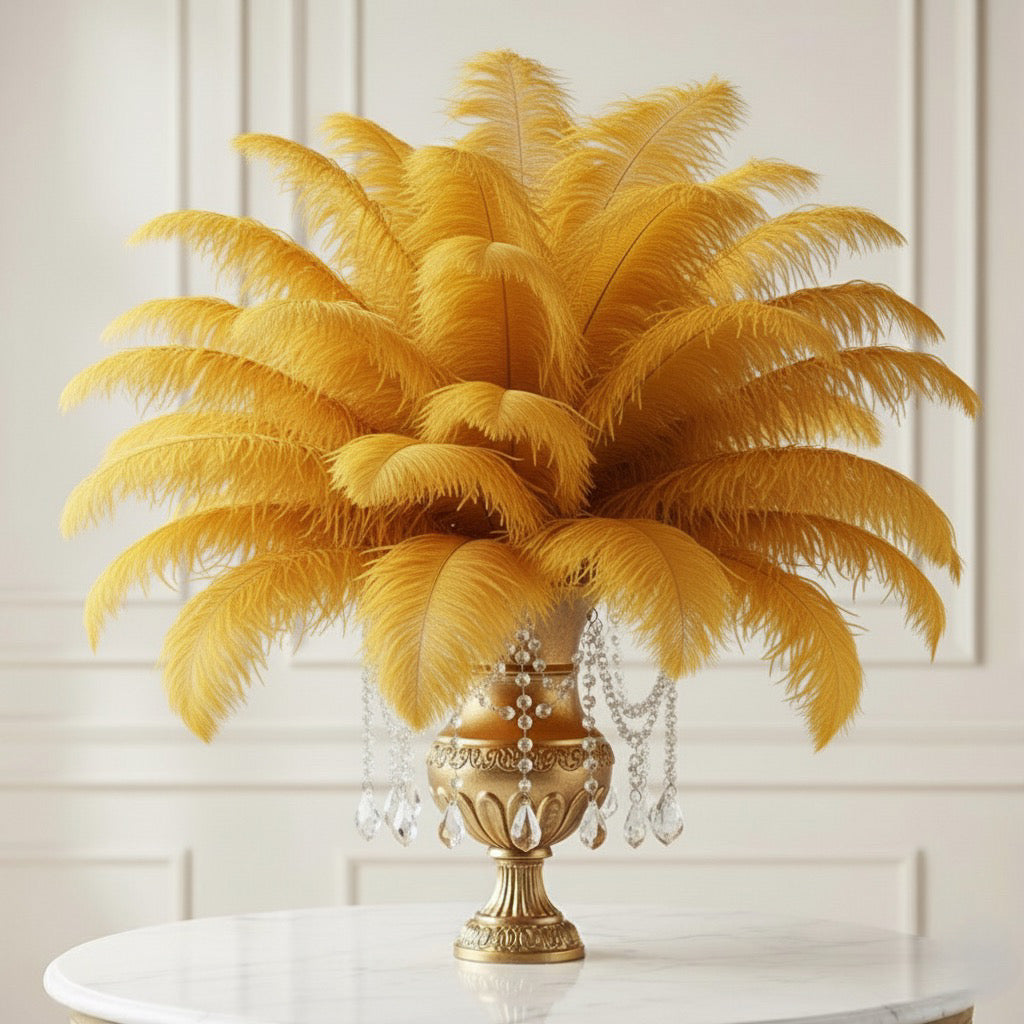 Ostrich Feather Rental 16-20" (Gold) - 250pcs - www.BuyOstrichFeathers.com
