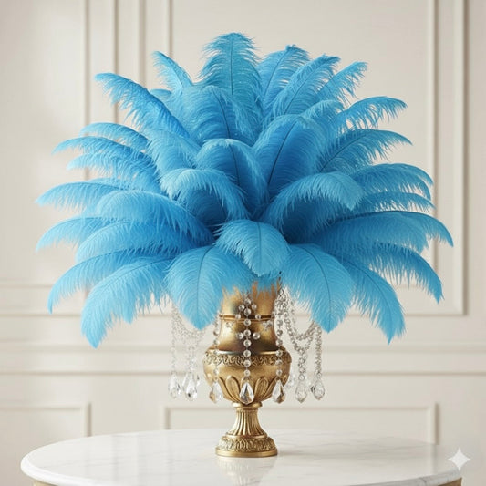 Ostrich Feather Tail Plumes 13-16" (Caribbean Blue) - www.BuyOstrichFeathers.com