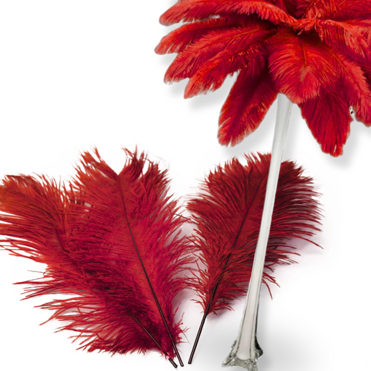 Complete Feather Centerpiece With 16" Vase (Burgundy) - www.BuyOstrichFeathers.com