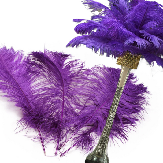 Complete Feather Centerpiece With 16" Vase (Purple) - www.BuyOstrichFeathers.com