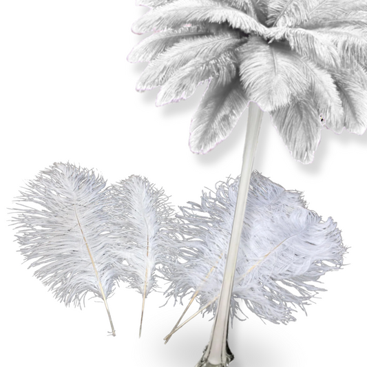 Complete Feather Centerpiece With 16" Vase (White) - www.BuyOstrichFeathers.com