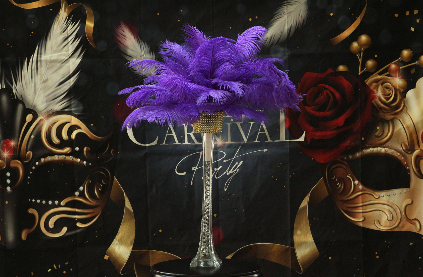 Complete Feather Centerpiece With 16" Vase (Purple) - Buy Ostrich Feathers